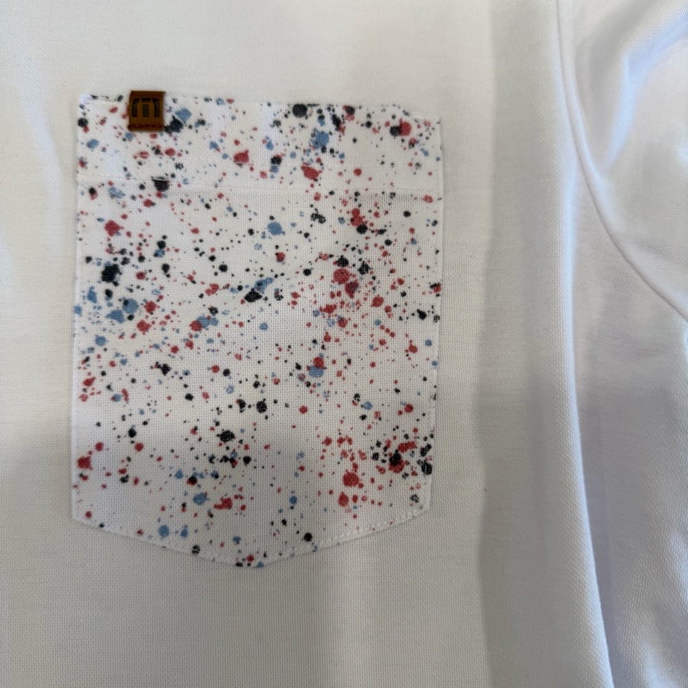 Travis Mathew White Polo with Speckled Pocket Medium - Picture 4 of 8